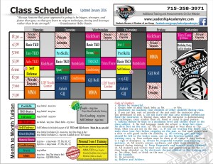 Class Schedule 2016